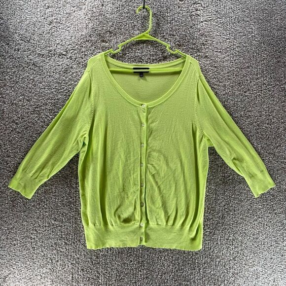 Lane Bryant Sweater Womens 14/16 Green Button Up Cardigan Preppy Plus Casual - Picture 1 of 11